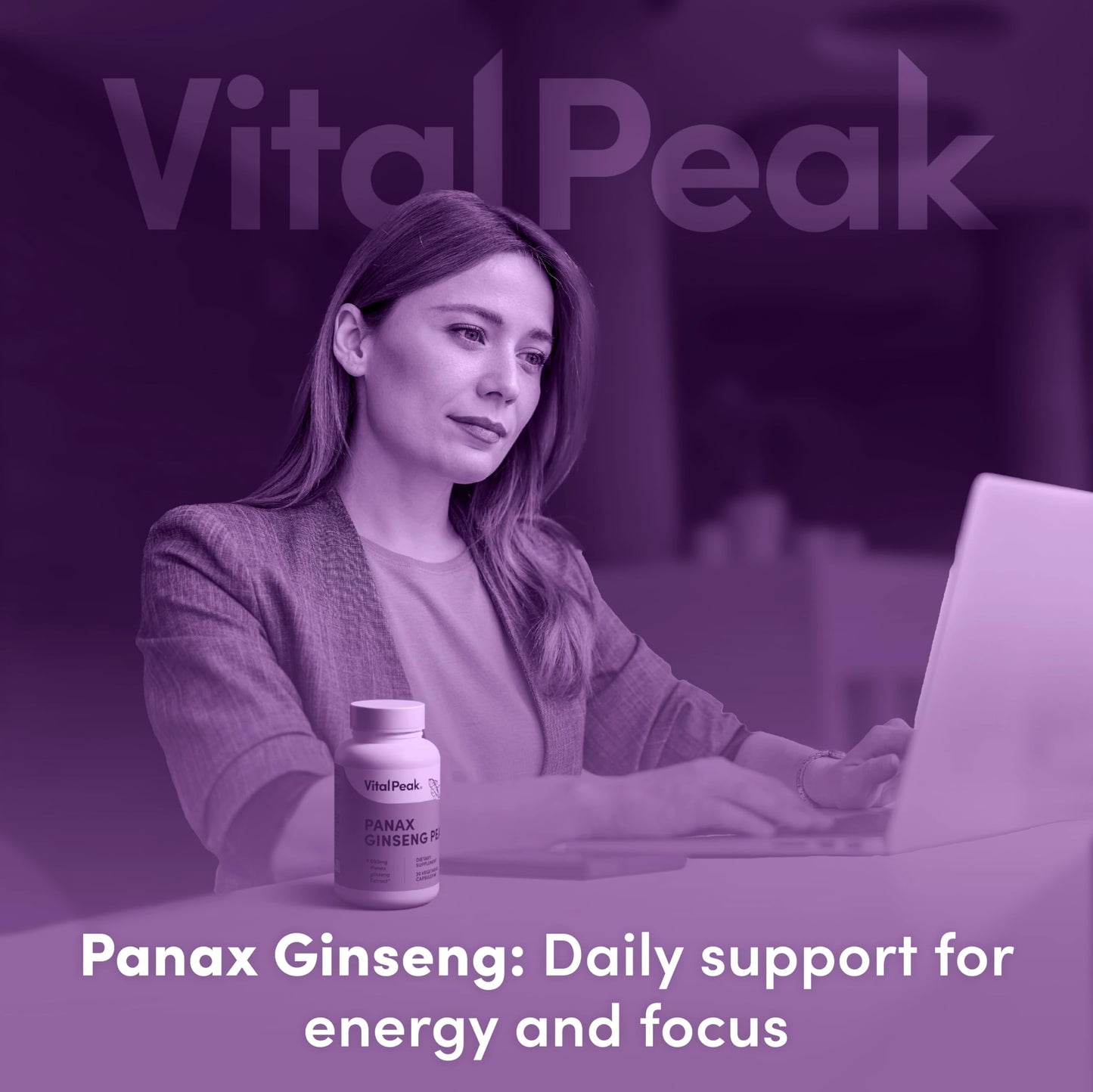 Vital Peak Panax Ginseng Peak 500 mg Capsules, 30 Count