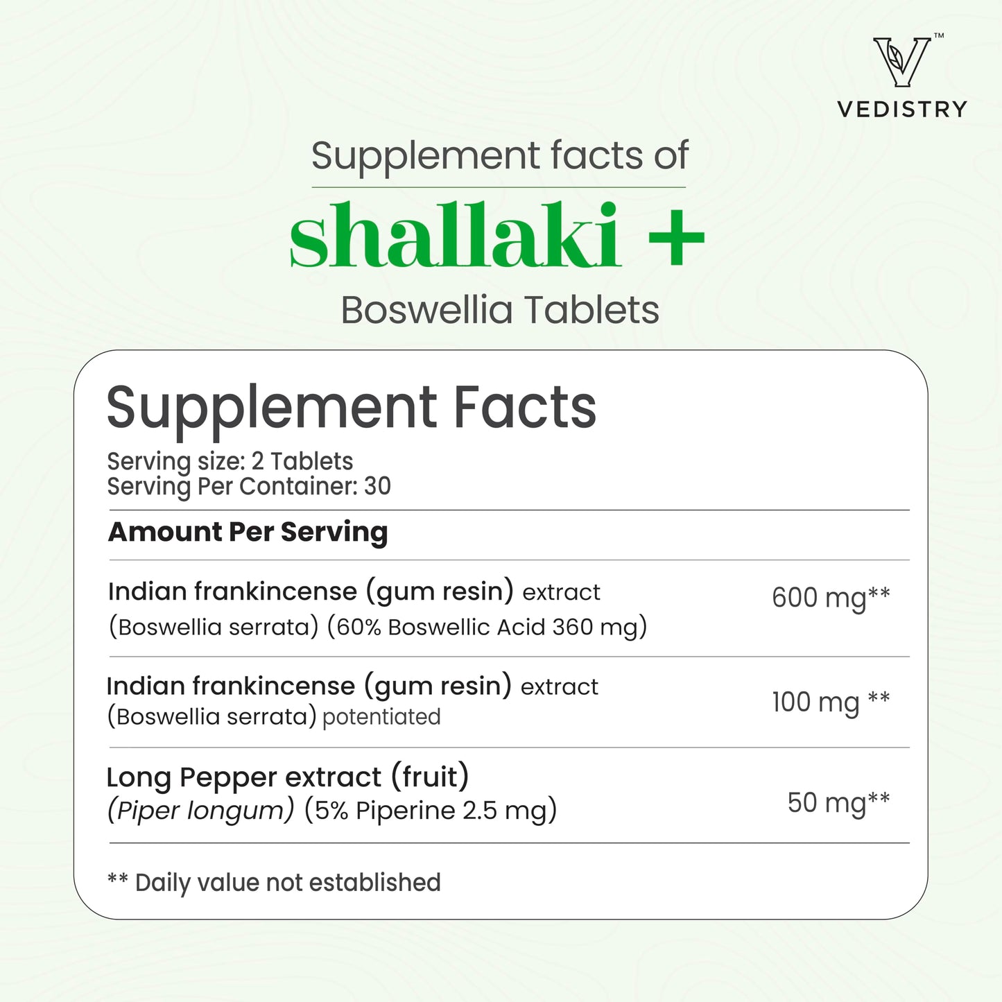 Vedistry Boswellia Serrata Supplements 700mg Tablets, 60 Tablets