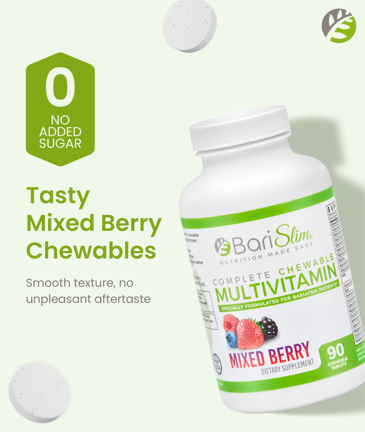 BariSlim Complete Chewable Bariatric Multivitamin Tablets, 90 Tablets