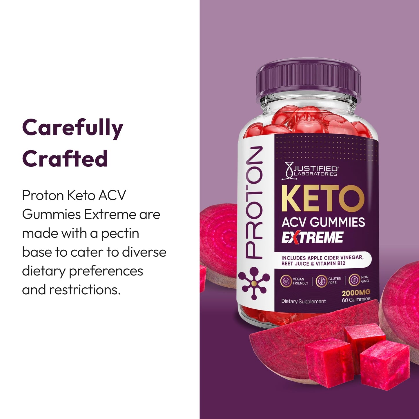 Justified Laboratories Proton Keto ACV Gummies Extreme, 180 Gummies