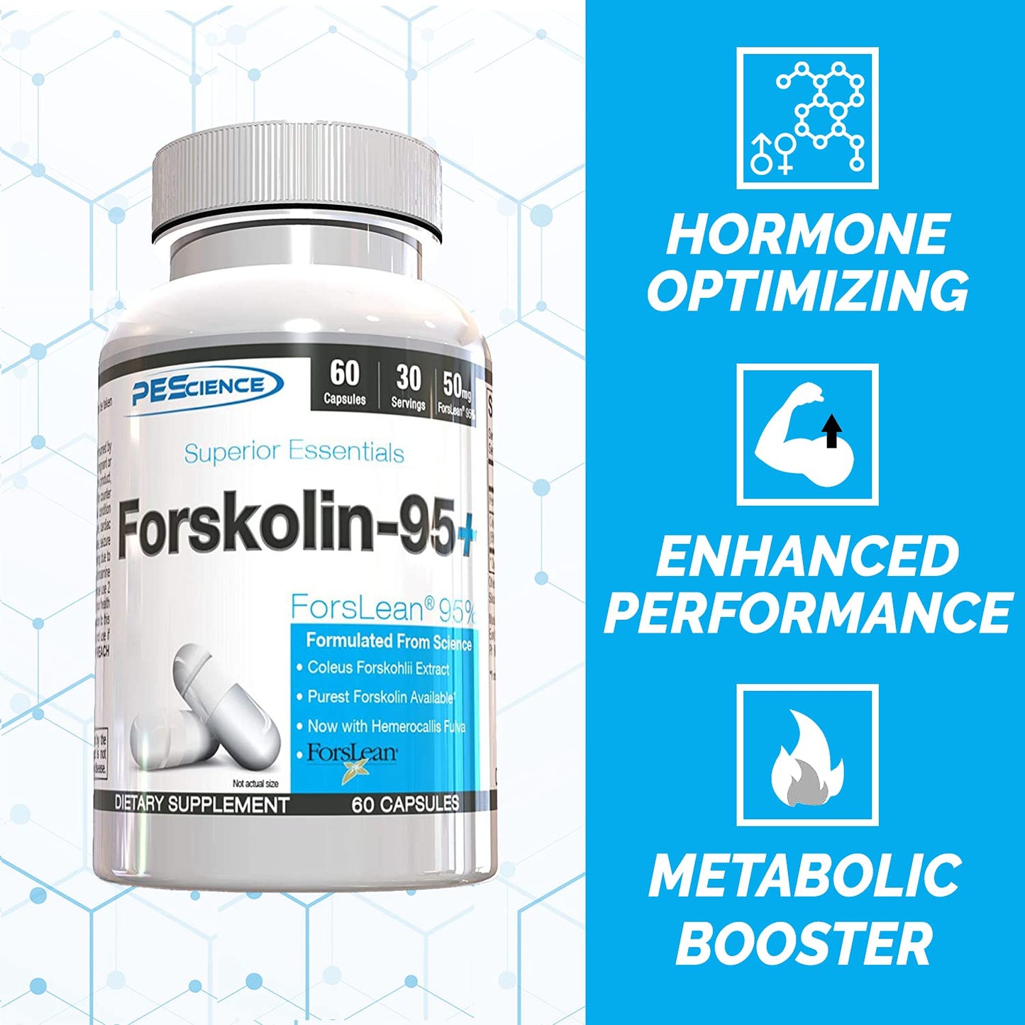 PEScience Forskolin-95+ 50mg Capsules, 60 Count