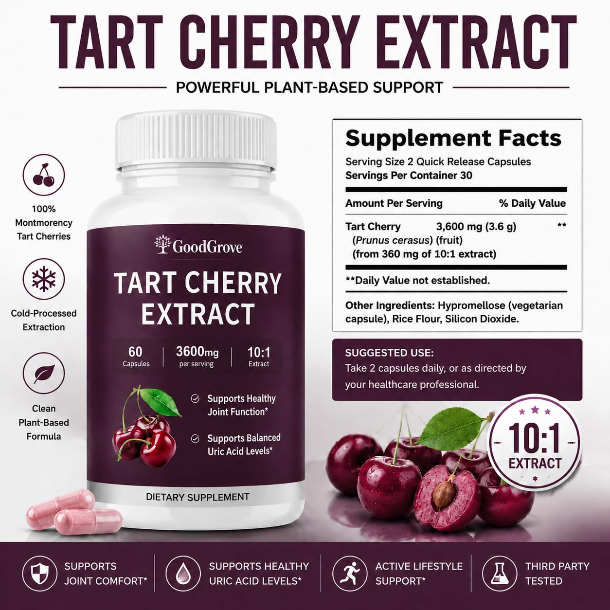 SHAOMABA GoodGrove Tart Cherry Extract 60 Capsules