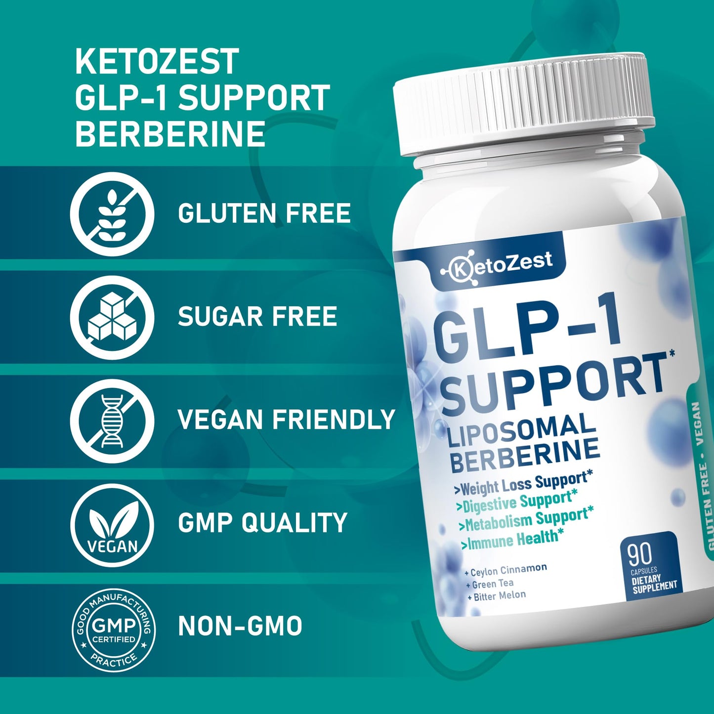KetoZest GLP-1 Support Liposomal Berberine Capsule, 90 Count