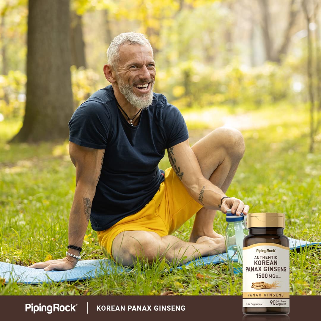 Piping Rock Korean Panax Ginseng Supplement 1500mg Capsules, 90 Capsules