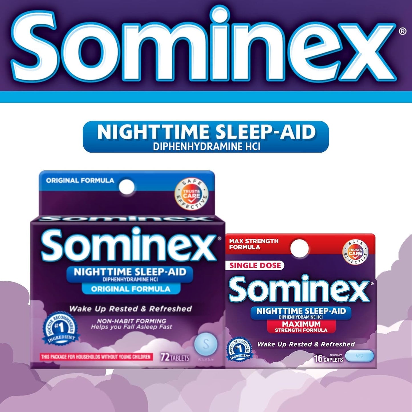 Sominex Original Formula Tablets, 72 Count