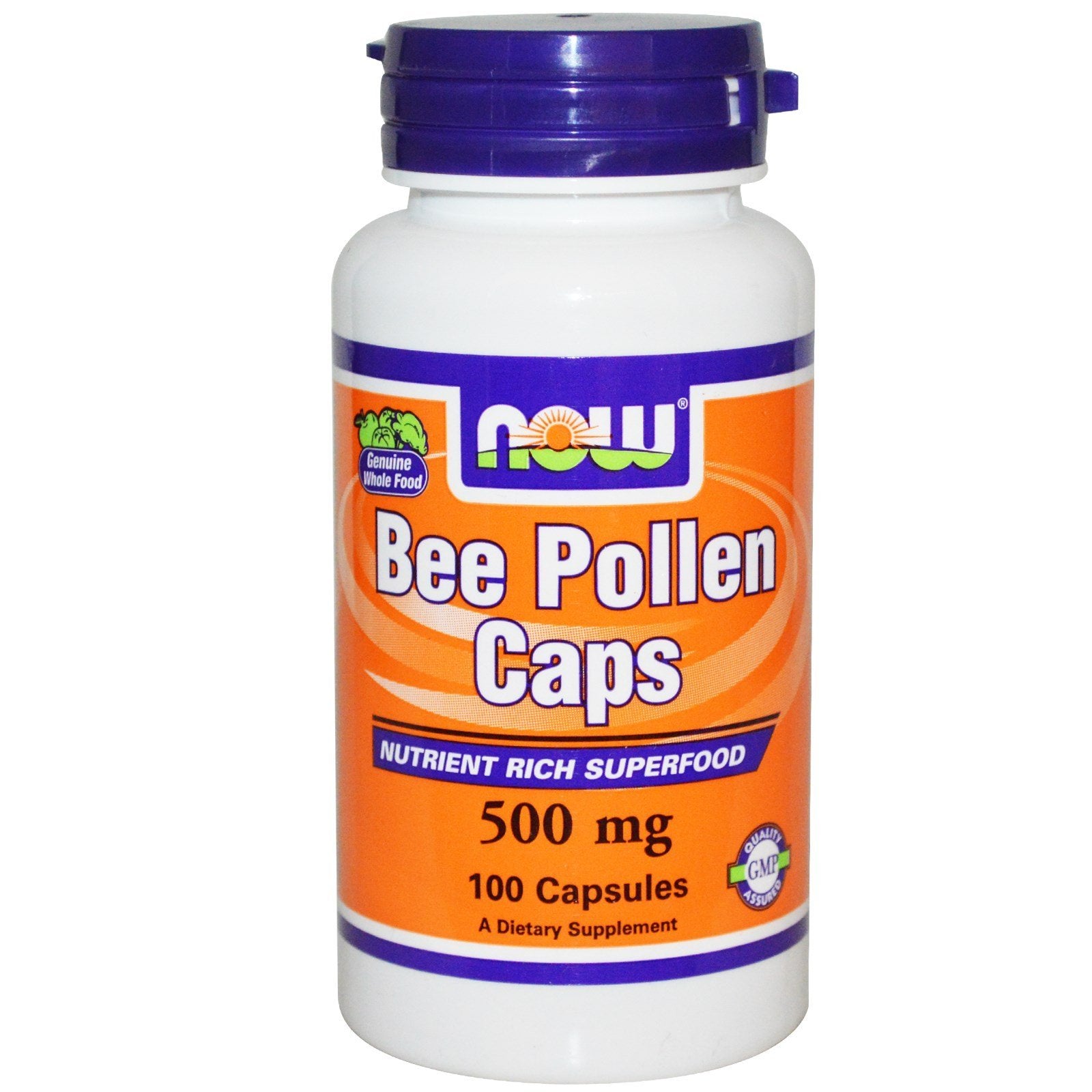 NOW Foods Bee Pollen Capsules 500 mg, 100 Capsules