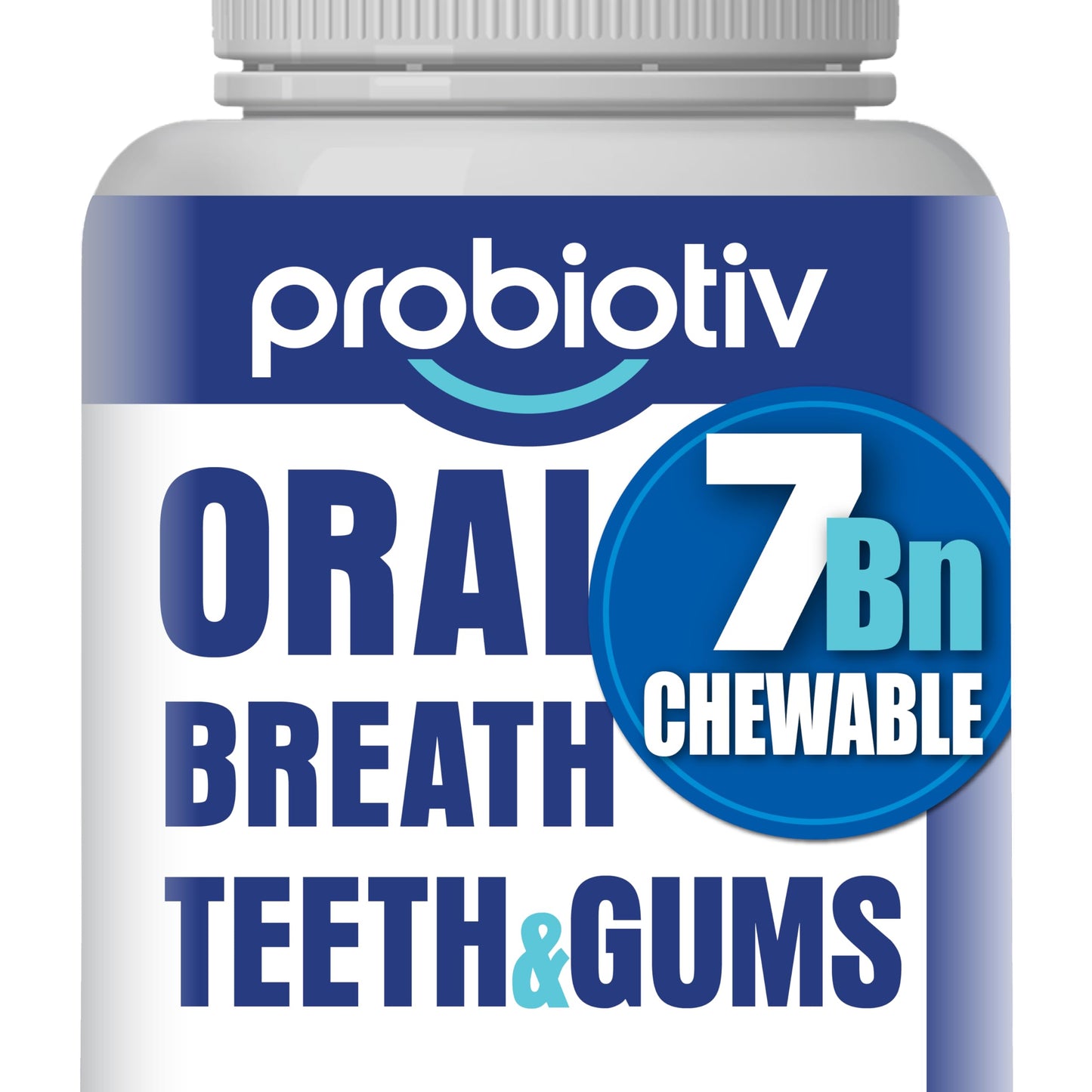 Probiotiv Oral Probiotics for Mouth Bad Breath 5 Billion CFU – Chewable Dental Probiotic for Teeth and Gums & Fresh Breath, Combats Dry Mouth, Halitosis & Supports Gut Health (60 Count (Pack of 4))