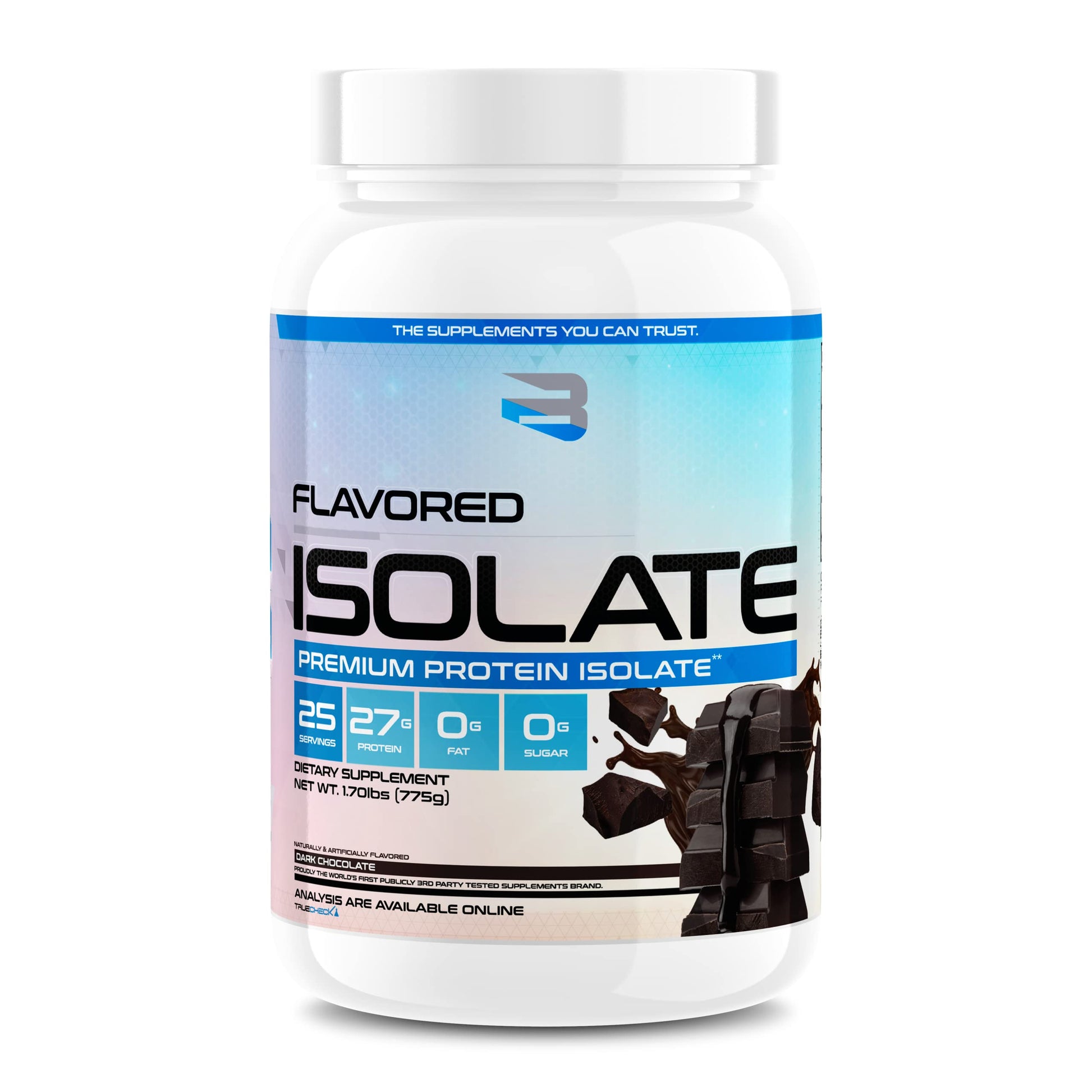 Believe Supplements Whey Protein Isolate Flavored Dark Chocolate, 27.3373