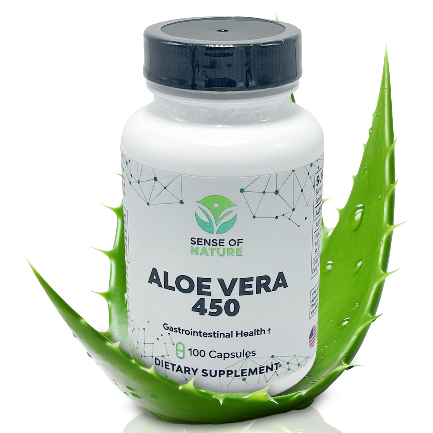 Sense of Nature Aloe Vera 450 Capsules Organic Non-GMO Digestive & Joint Support 1 Count