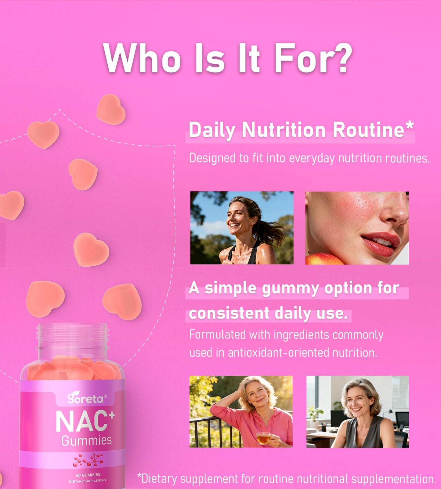 Goreta NAC Gummies 1000mg with Vitamin C & Selenium, 60 Gummies