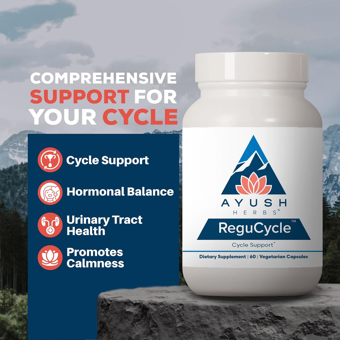 Ayush Herbs Regu-Cycle Hormone Balance for Women Capsule 60 Count