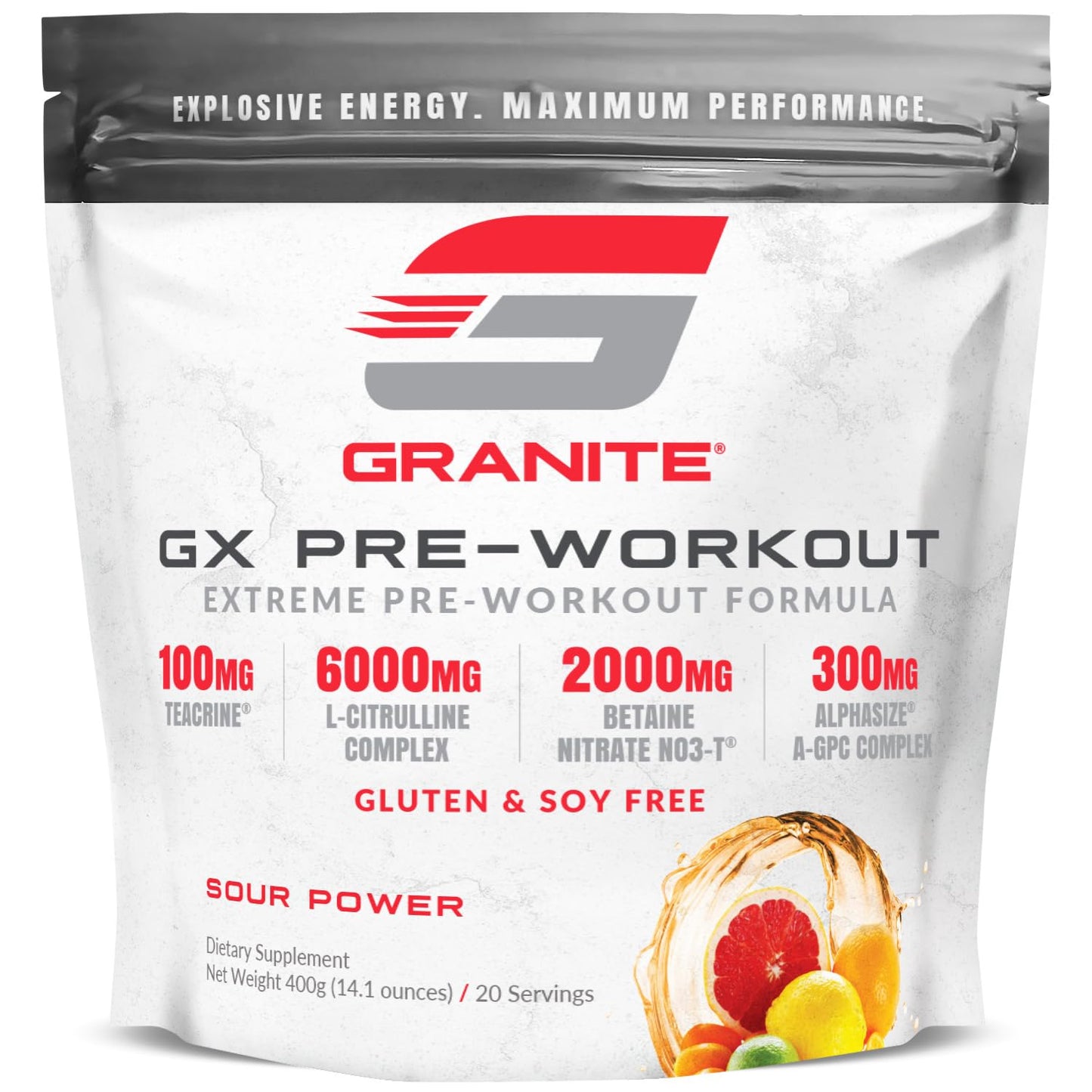 Granite Supplements GX Pre Workout Supplement Powder 14.1 oz