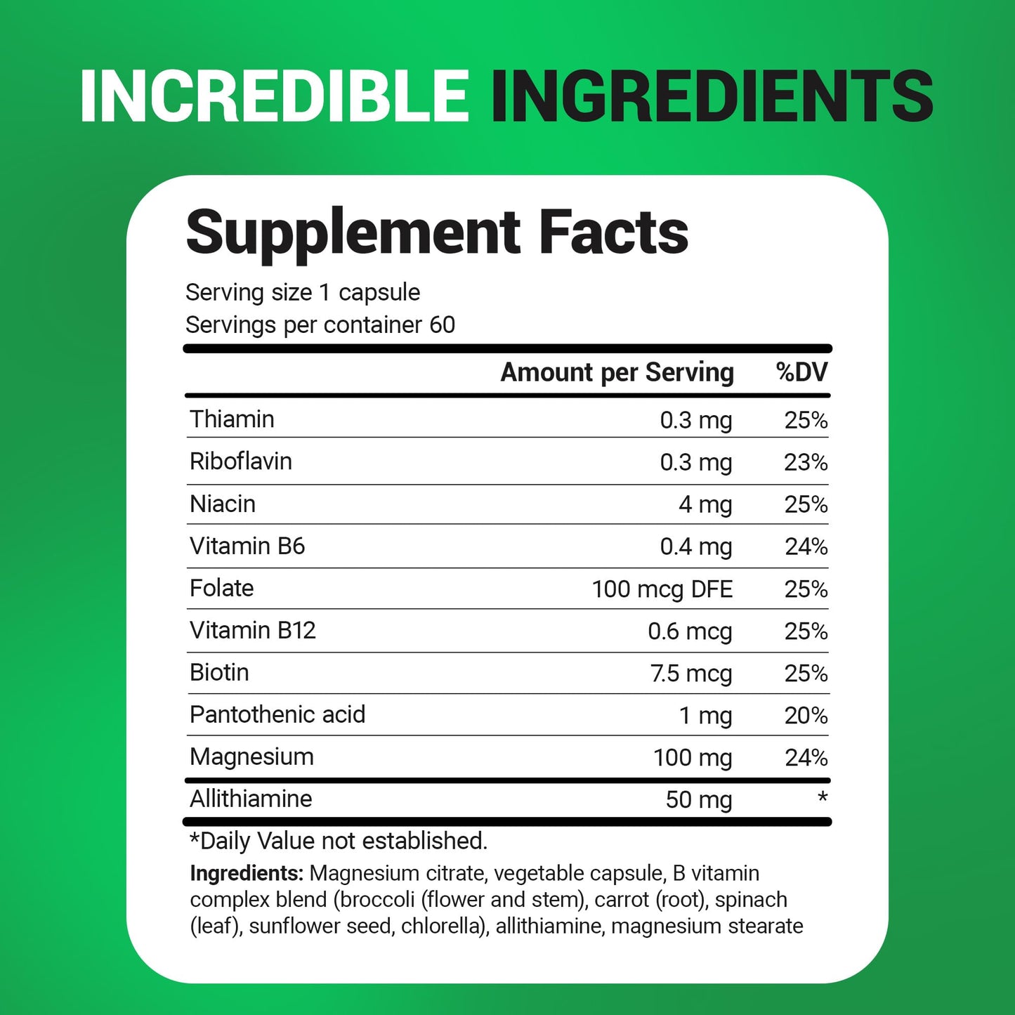 Dr. Berg Nutritionals Vitamin B1 B6 B12 Complex Allithiamine 60 Capsules