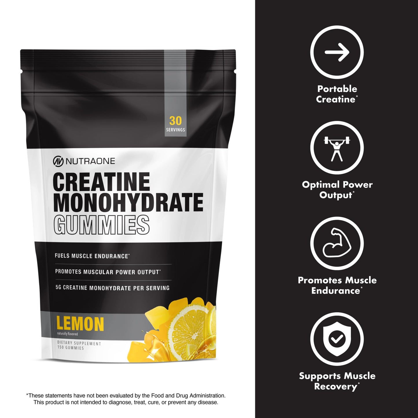 NutraOne Creatine Monohydrate Gummies, 150 Gummies