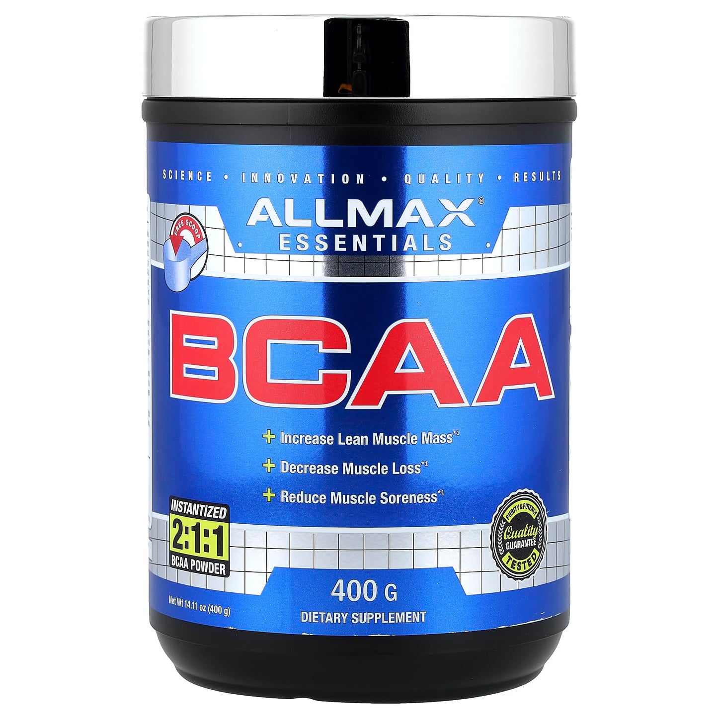 ALLMAX Essentials BCAA Powder, Unflavored, 14 Ounce