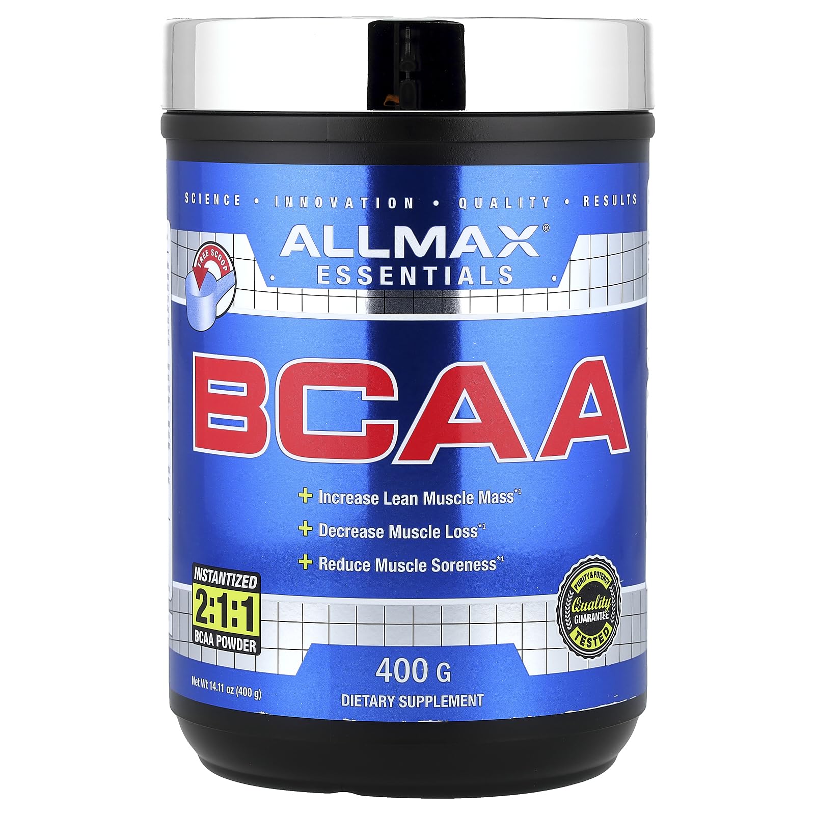 ALLMAX Essentials BCAA Powder, Unflavored, 14 Ounce