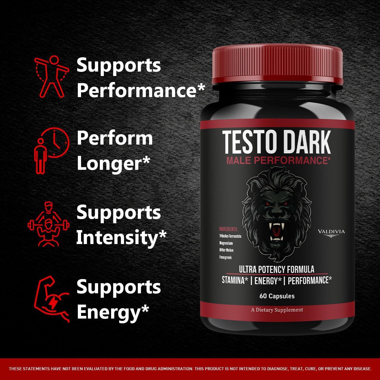 Valdivia TestoDark Premium Advanced Formula, 300 Capsules