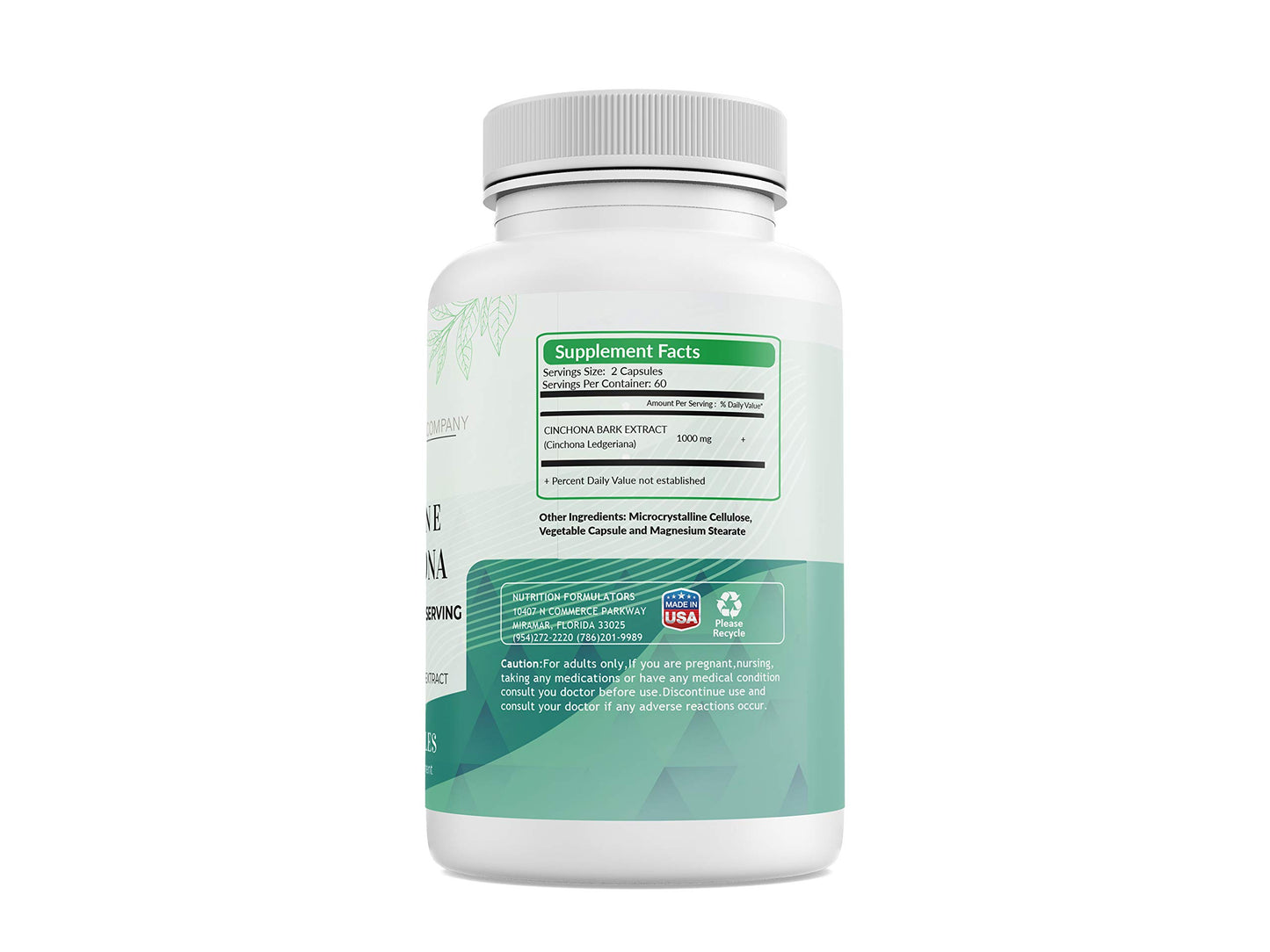 The Supermom Company Quinine Cinchona Bark Extract 1000 mg Capsules, 120 Count
