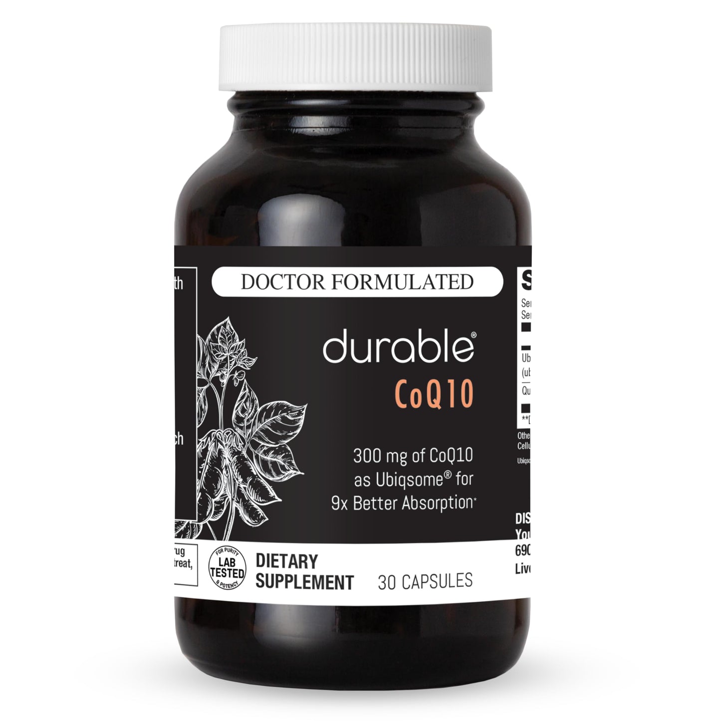 Durable CoQ10 300mg Phytosome with Quercetin Capsules, 30 Count