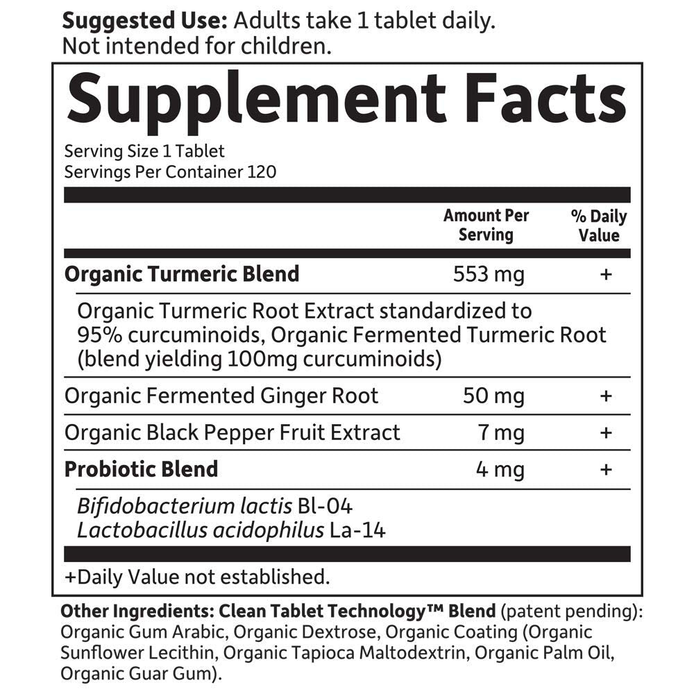 Garden of Life Organics Extra Strength Turmeric Inflammatory Response Vegetarian Tablets, 120 Count