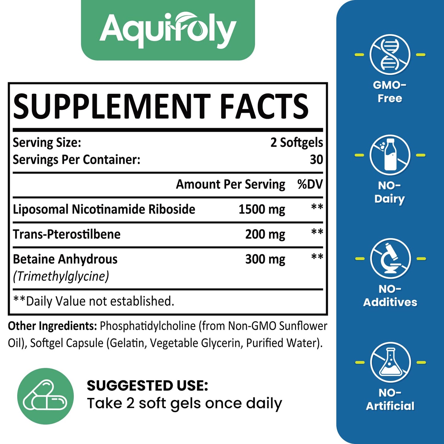 Aesticum Liposomal Nicotinamide Riboside Supplement 2000 mg with TMG and Pterostilbene for Maximum Absorption, Superior to NAD, Boosting NAD+, Cellular Energy, and Age Defense, 60 Softgels