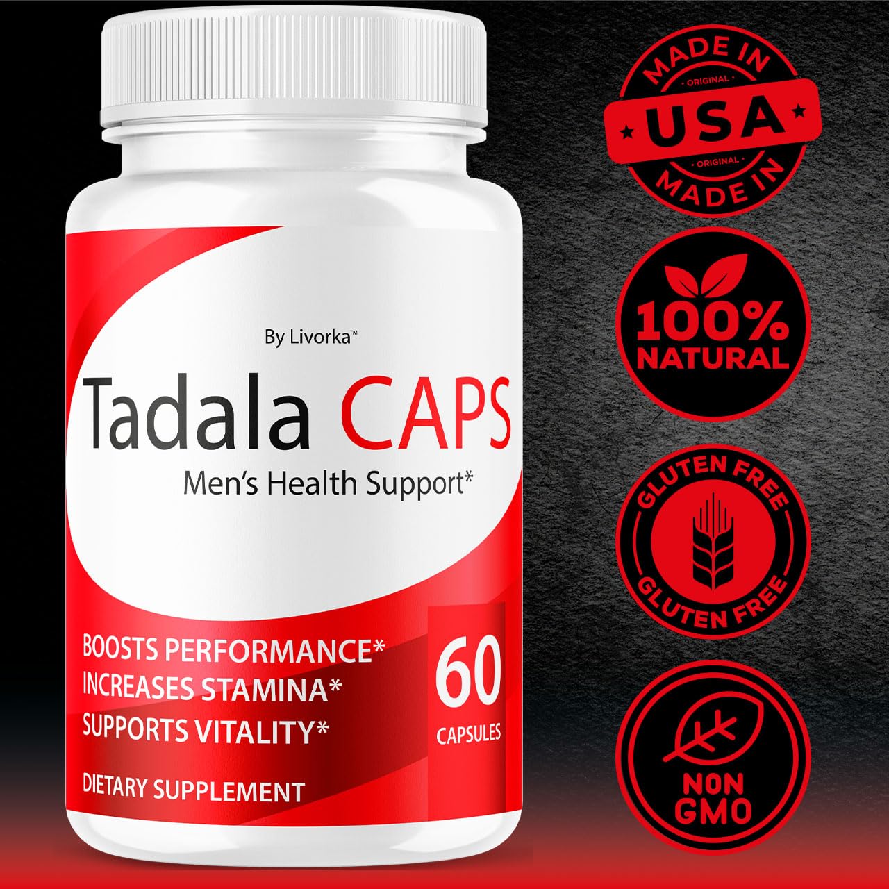 LIVORKA TadalaCaps Health Support Daily Nutrition Multivitamin Capsules 60 Count