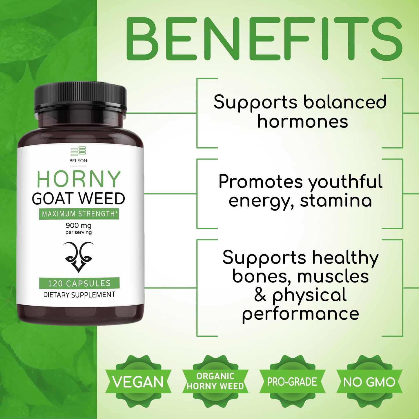 Beleon Goods For Life Horny Goat Weed Extract 120 Capsules