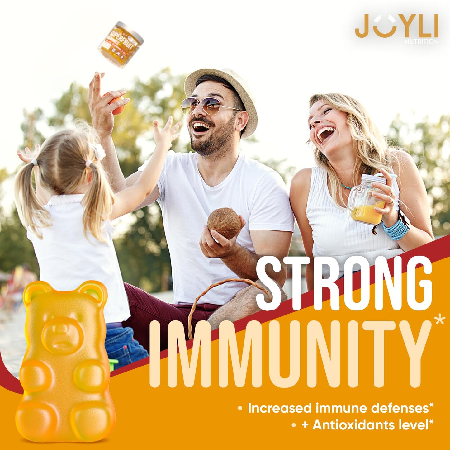 JOYLI Nutrition Joyli Superfruit Gummies - Sugar-Free Fruit Multivitamin for Adults - Natural Gummy Vitamins for Women & Men with Goji, Elderberry, Vitamins A, C, D & E - Supports Immunity, Digestion & Energy, 60 Count
