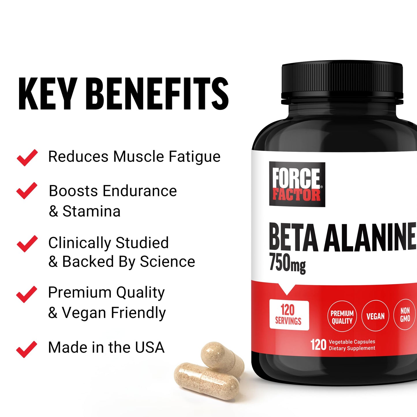 Force Factor Beta Alanine Capsules, 120 Count