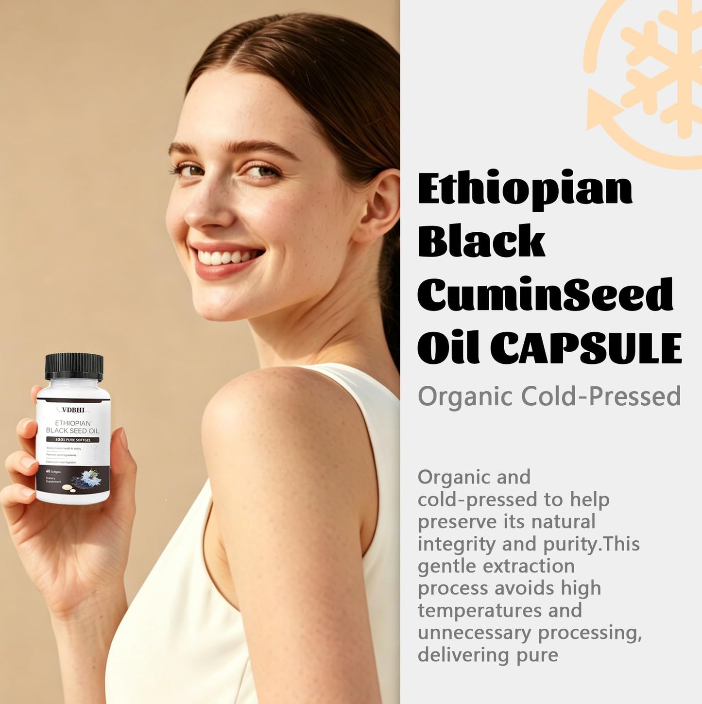 VDBHI Organic Ethiopian Black Seed Oil Softgels, 60 Count