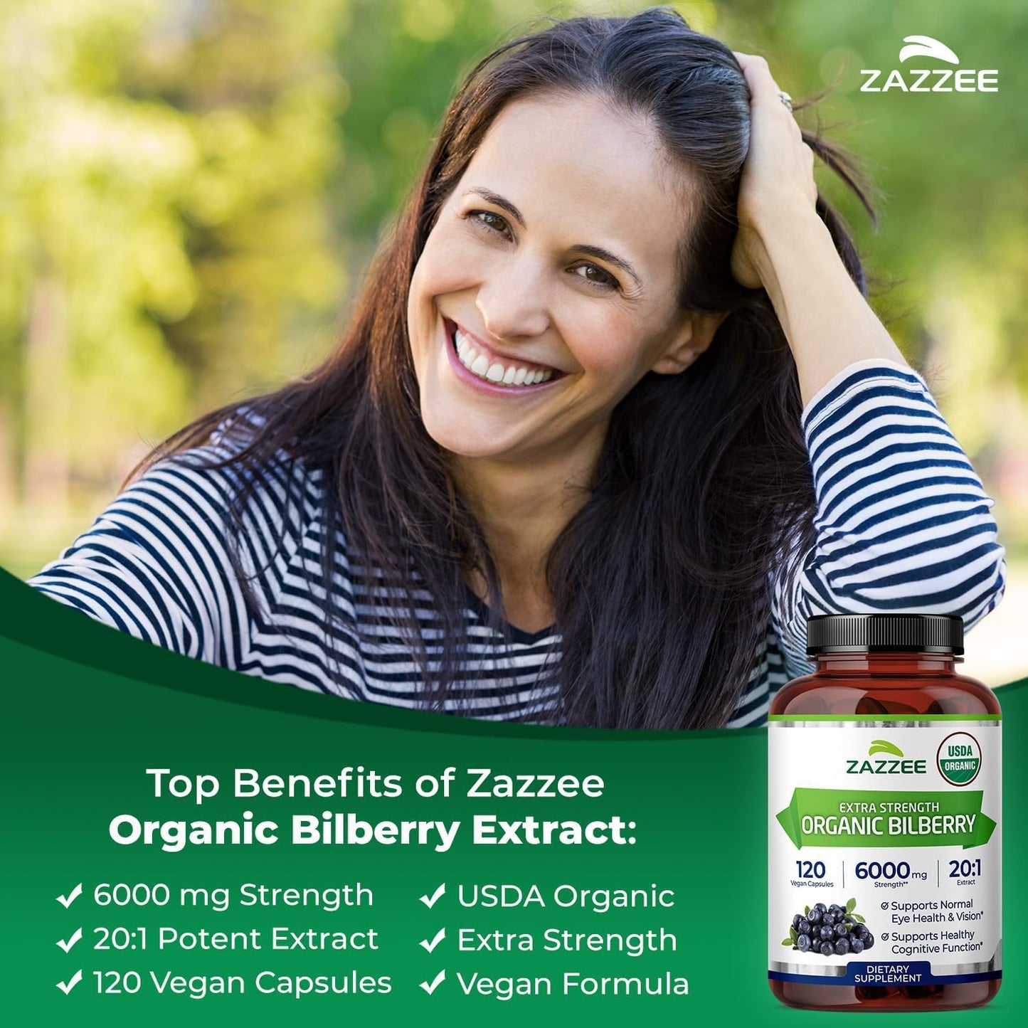 Zazzee USDA Organic Pomegranate and Bilberry Extract Capsules 220-count