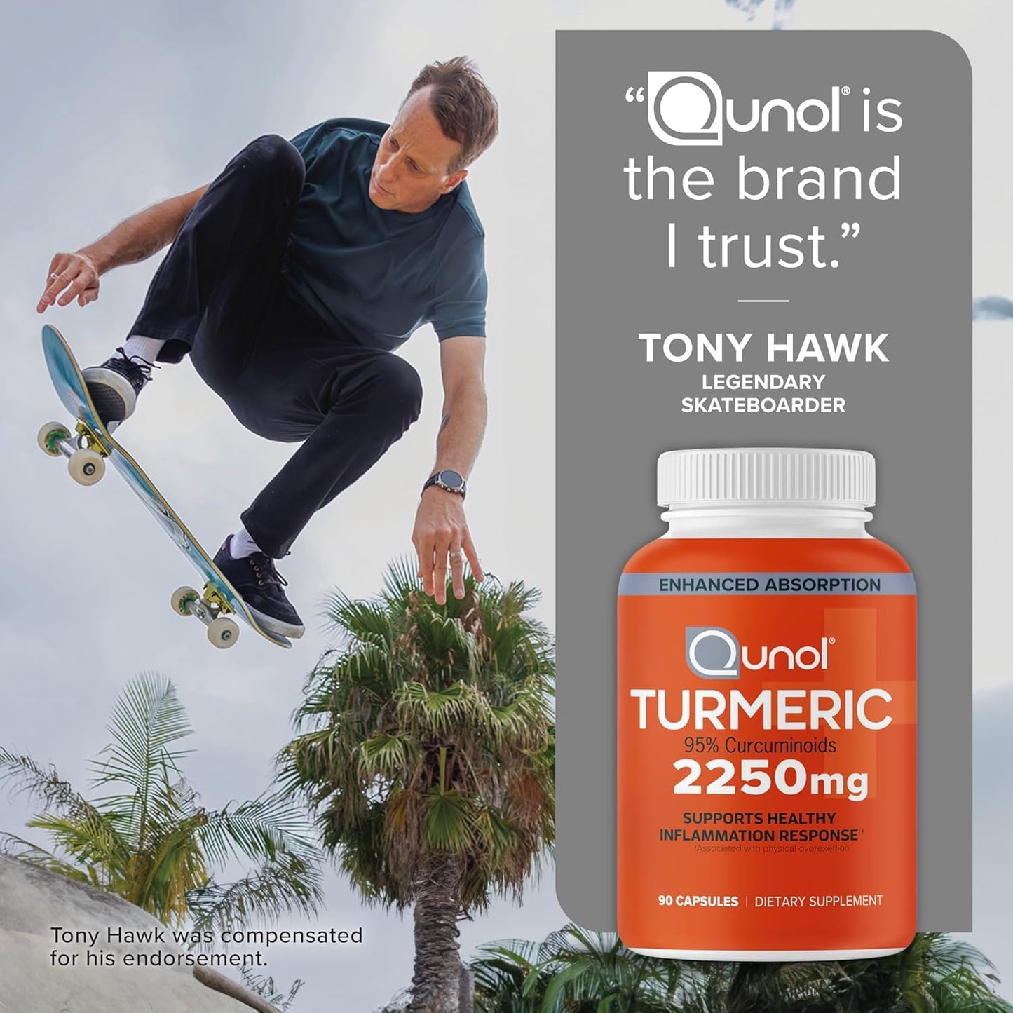 Qunol Turmeric Curcumin with Black Pepper 2250mg Turmeric Extract with 95% Curcuminoids Extra Strength Turmeric Supplement Enhanced Absorption Joint Support Vegetarian Capsules, 150 Capsules
