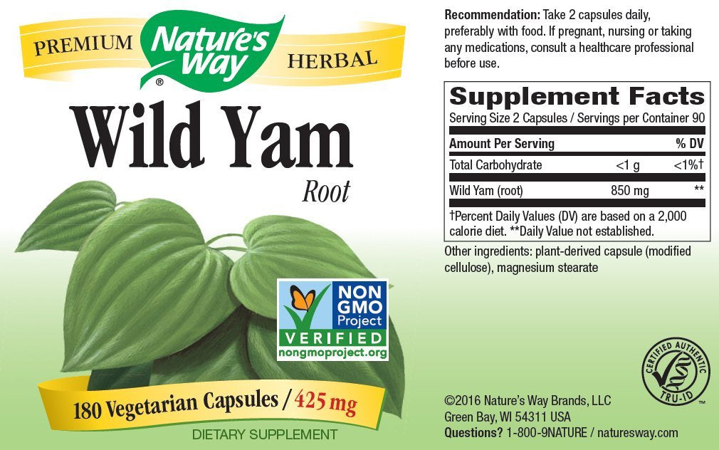 Nature's Way Wild Yam Capsules, 360 Capsules