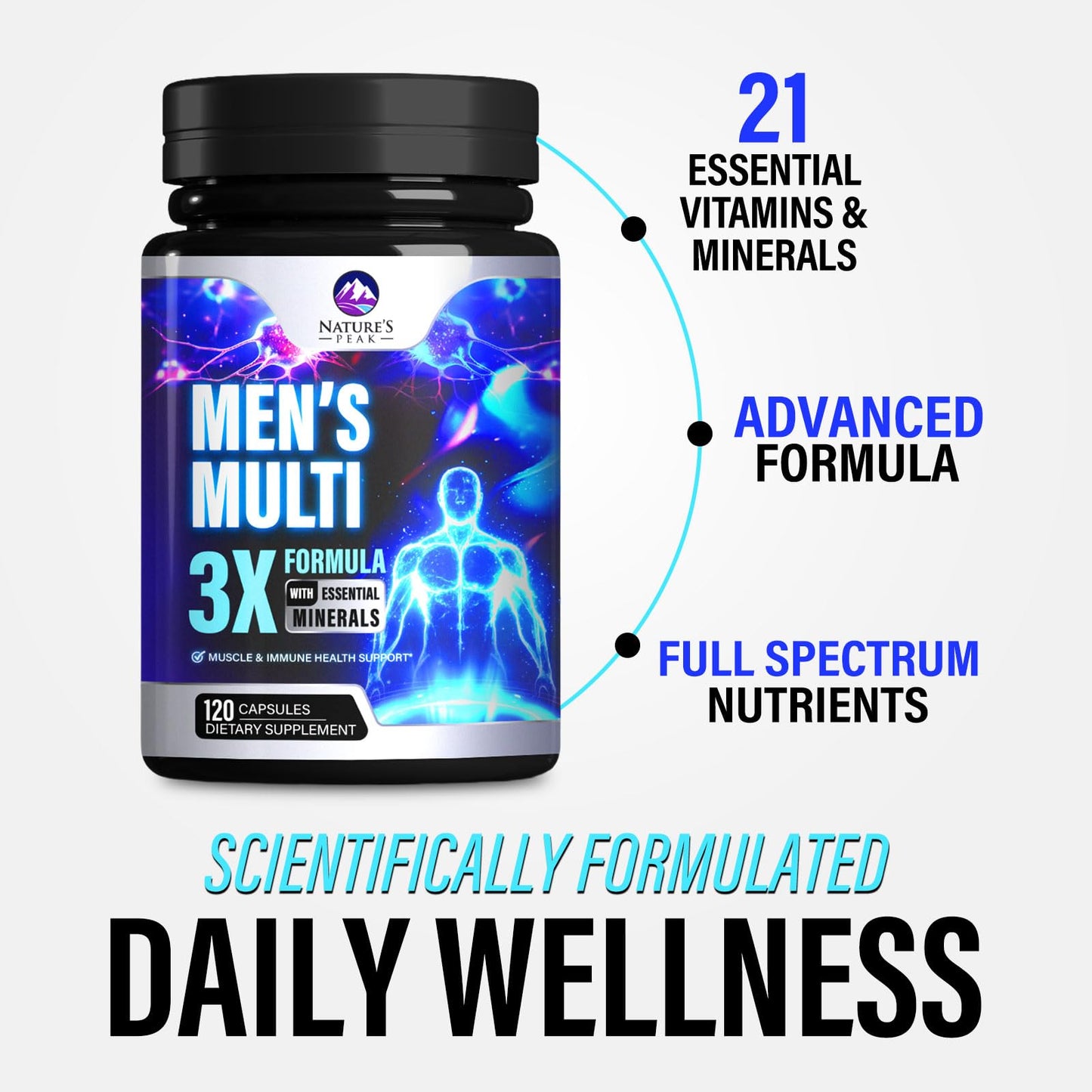 Nature's Peak Men's Multivitamins Complete Daily Multivitamin for Men, Capsules, 120 Count