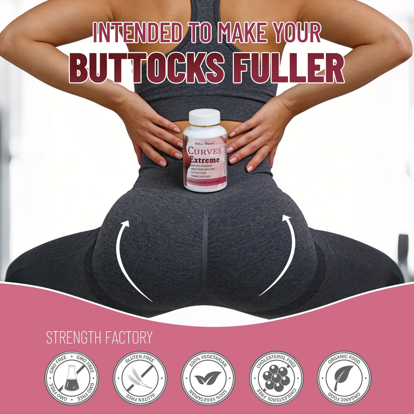Wins Town Curves Extreme Capsule, Hip Enhancement Supplement, Moisturizes Skin, Lifts & Firms Buttocks for Enhanced Shape, 60 Capsules