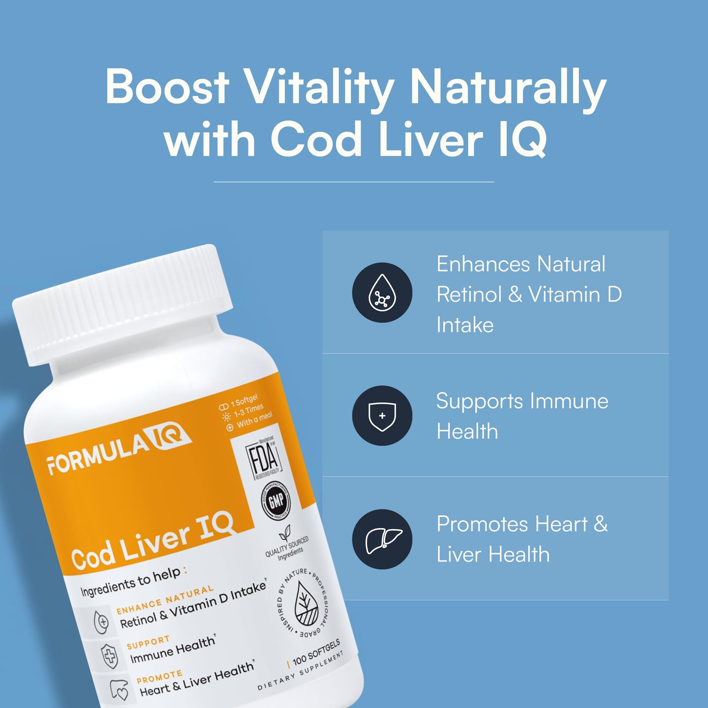 FIQ Cod Liver Oil Softgels 100 Softgels