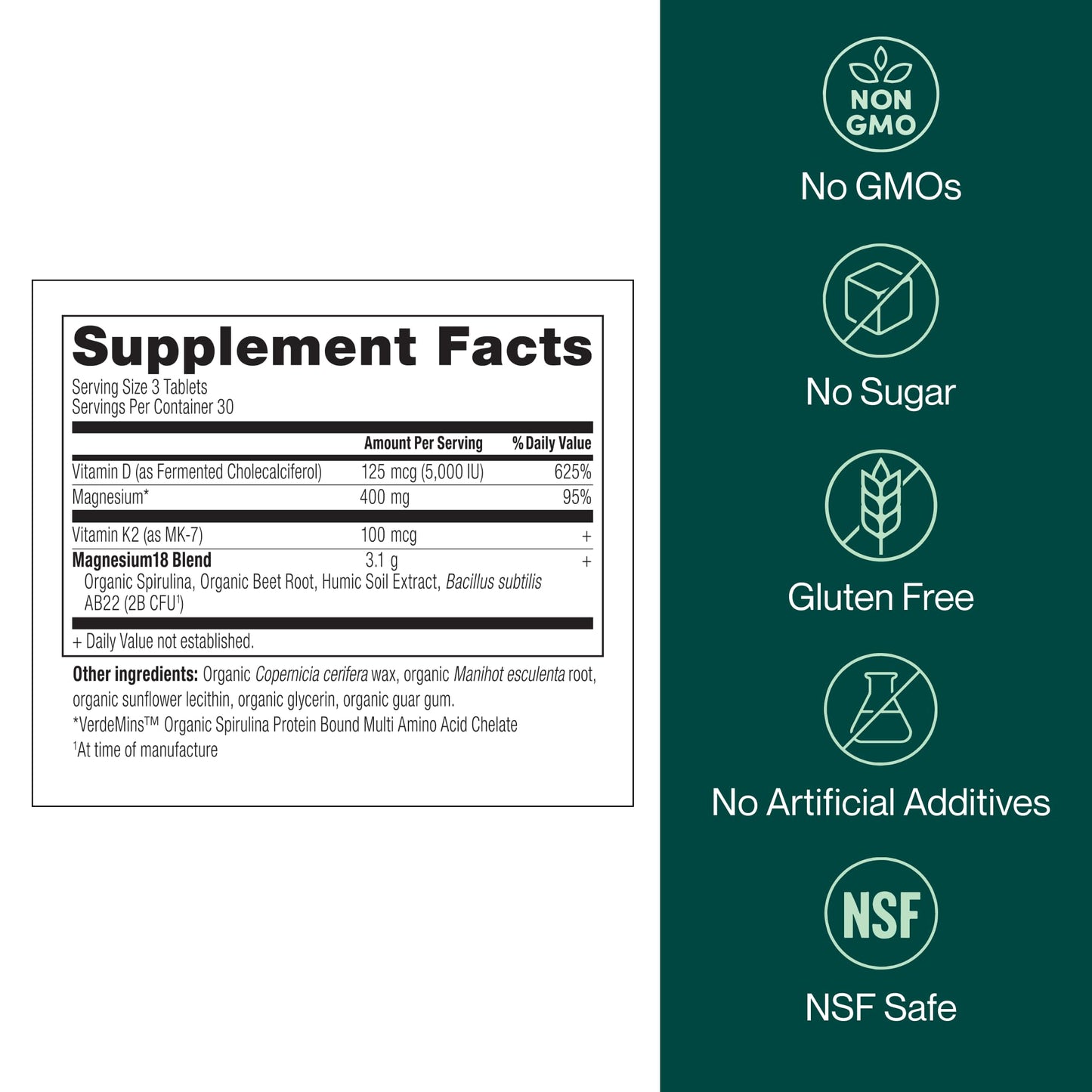 Longevity Rx Mag18 Peptide-Bound Magnesium Complex with D3 & K2, Capsule, 90 Count