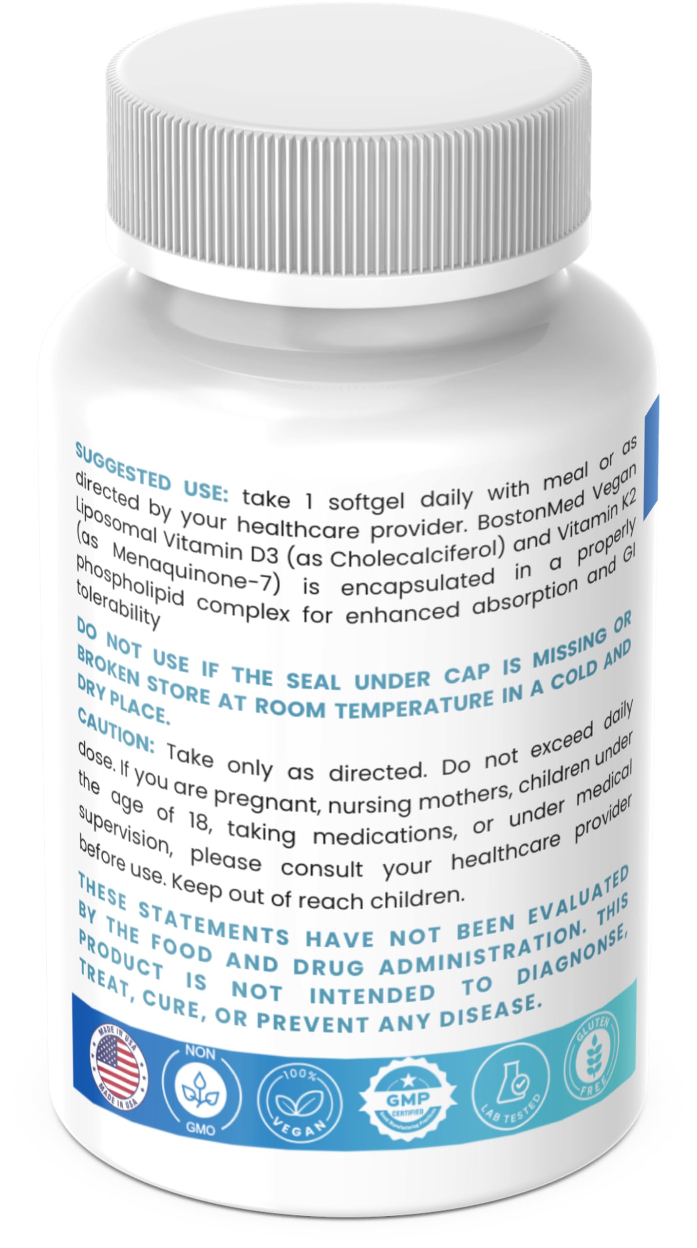 Med'nBoston Liposomal Vitamin D3 10,000 IU & K2 250 mcg Softgels, 60