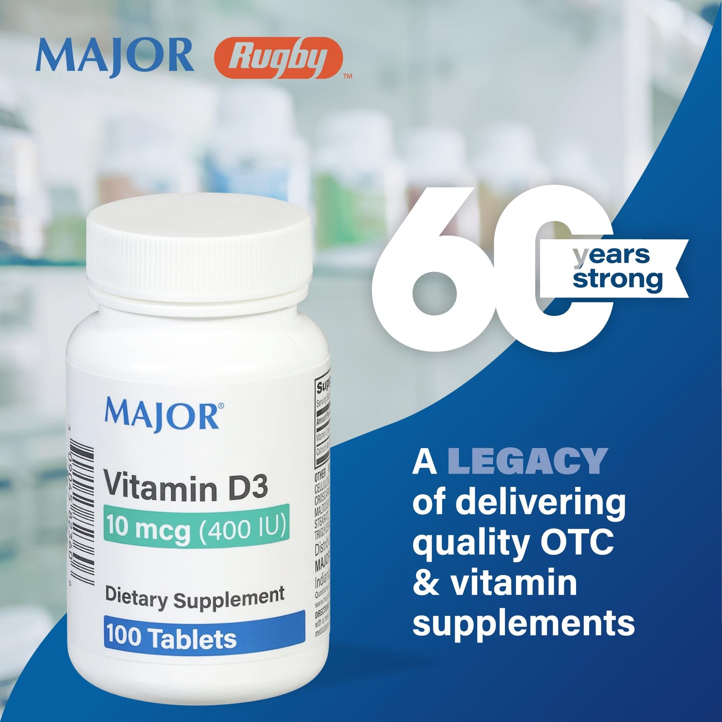 MAJOR Vitamin D3 10mcg (400 IU) Tablet, 1 Count