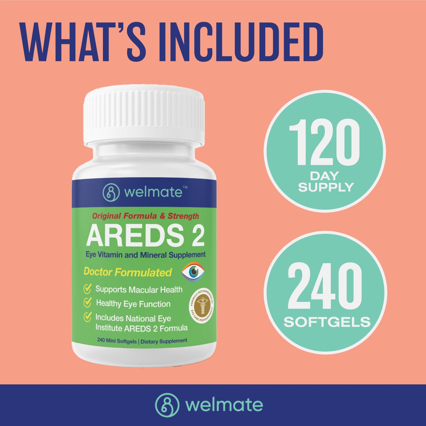 WELMATE AREDS 2 Eye Vitamins Softgels, 240 Count