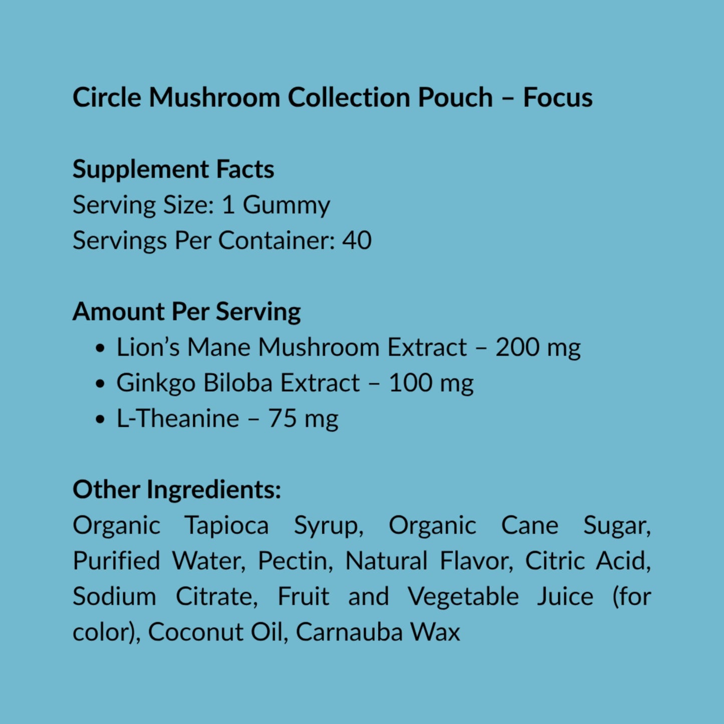 Circle Organics Focus Mushroom Gummies 40 Count