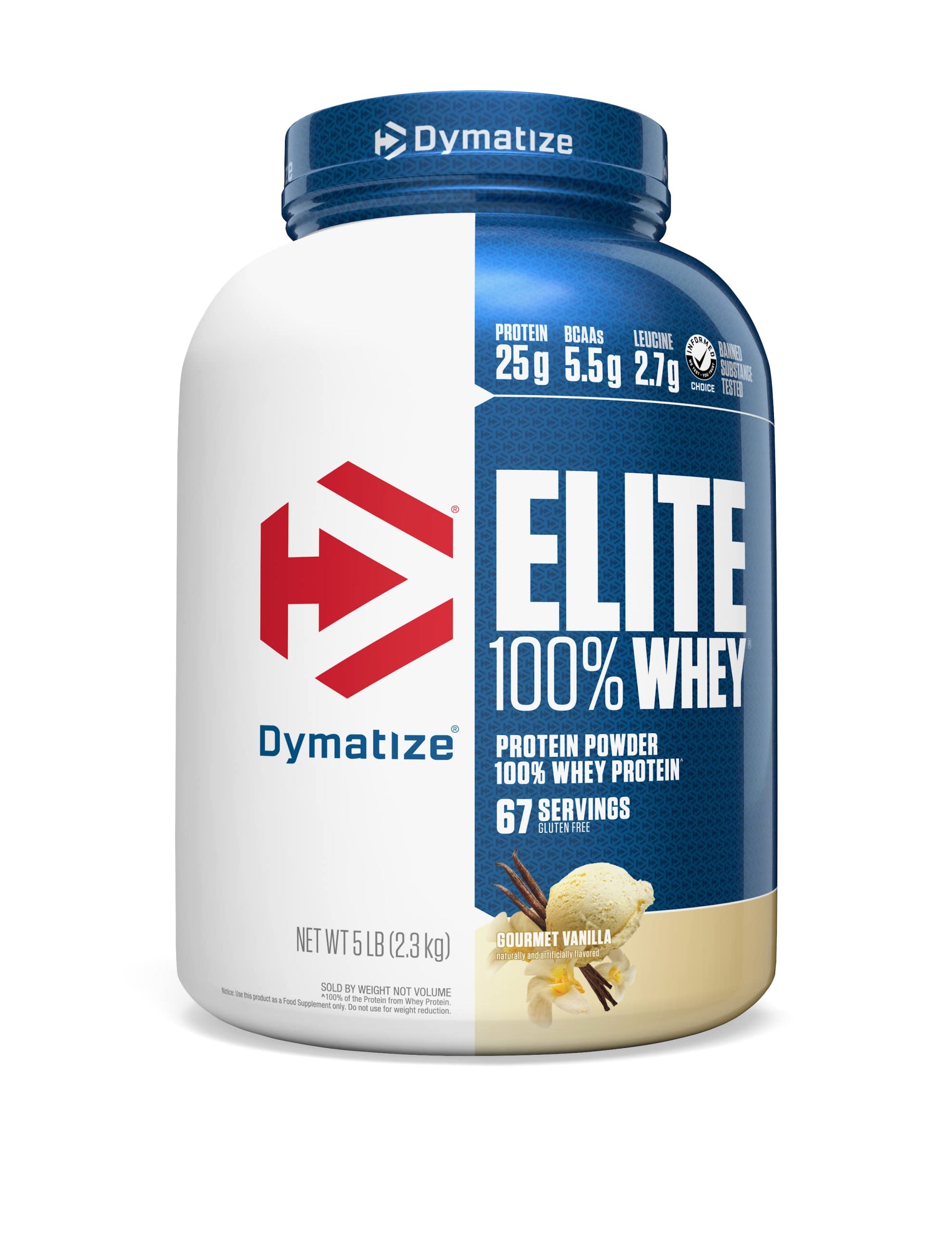 Dymatize Elite 100% Whey Protein Powder Gourmet Vanilla, 80 Servings