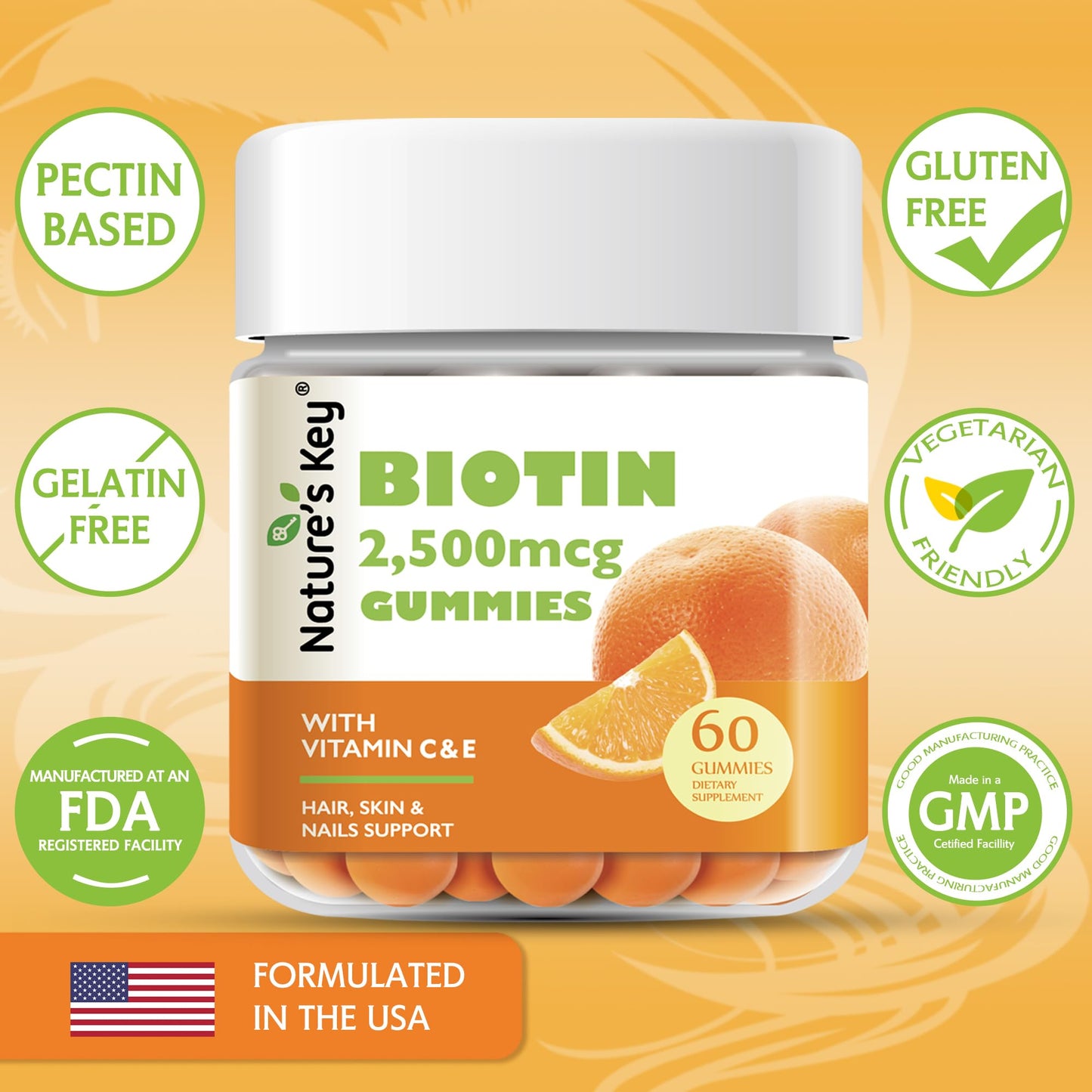 Nature's Key Biotin Gummies 60 Count