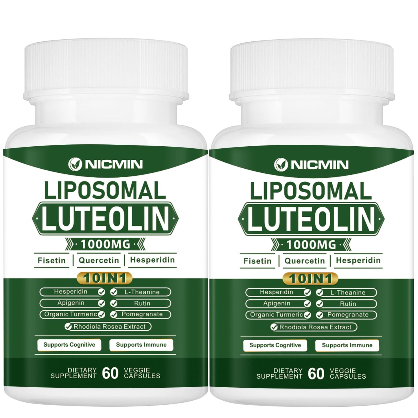 NICMIN 1000MG Liposomal Luteolin Maximum Absorption, Potent Luteolin Supplement Capsules, 120 Capsules