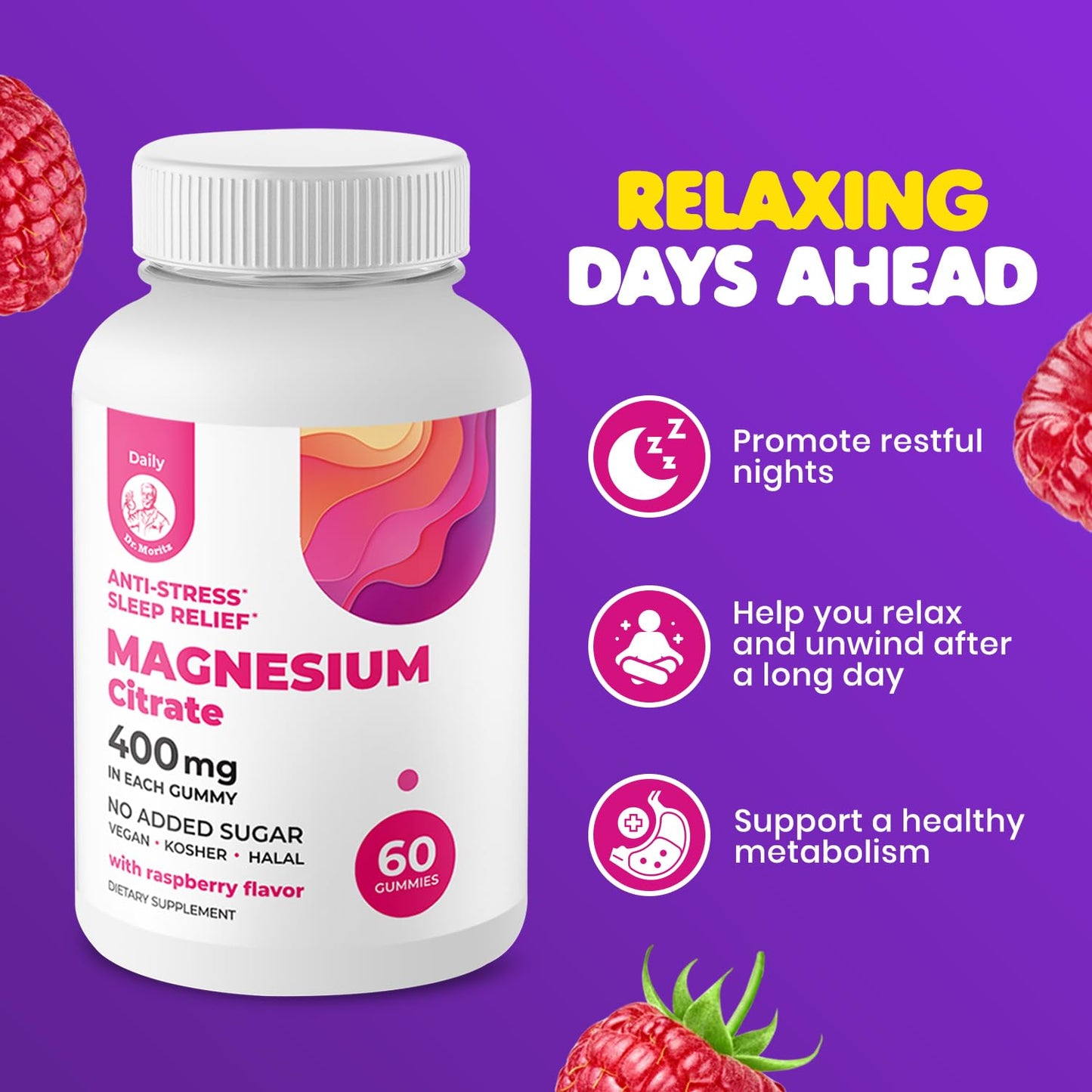 DR. MORITZ Calm Magnesium Gummies, 120 Count