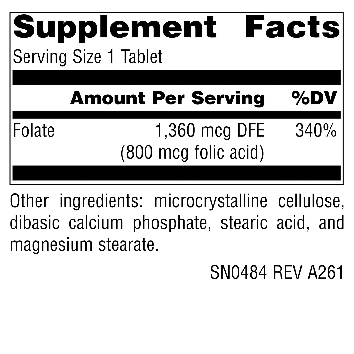 Source Naturals Folic Acid 800 mcg Tablet, 500 Tablets