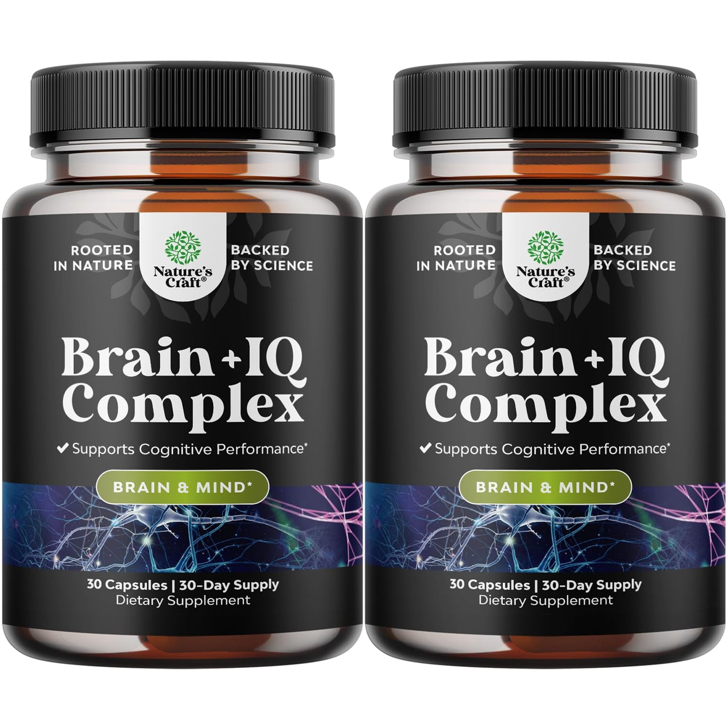 Natures Craft Nootropic Memory Supplement for Brain Support with Vitamin B12, Bacopa Monnieri, Rhodiola Rosea, DMAE, Ginkgo Biloba, Phosphatidylserine Capsules 30 Count