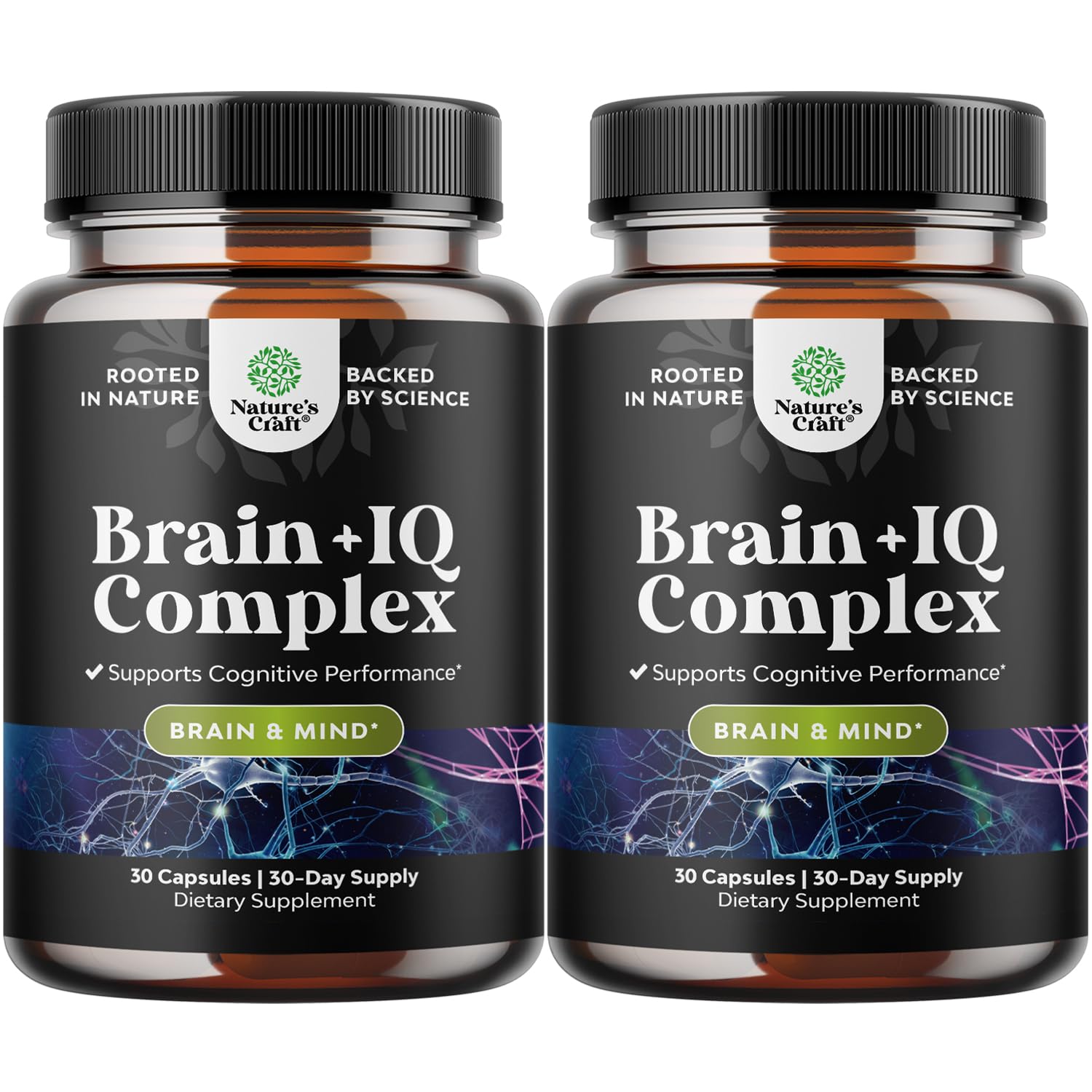 Natures Craft Nootropic Memory Supplement for Brain Support with Vitamin B12, Bacopa Monnieri, Rhodiola Rosea, DMAE, Ginkgo Biloba, Phosphatidylserine Capsules 30 Count