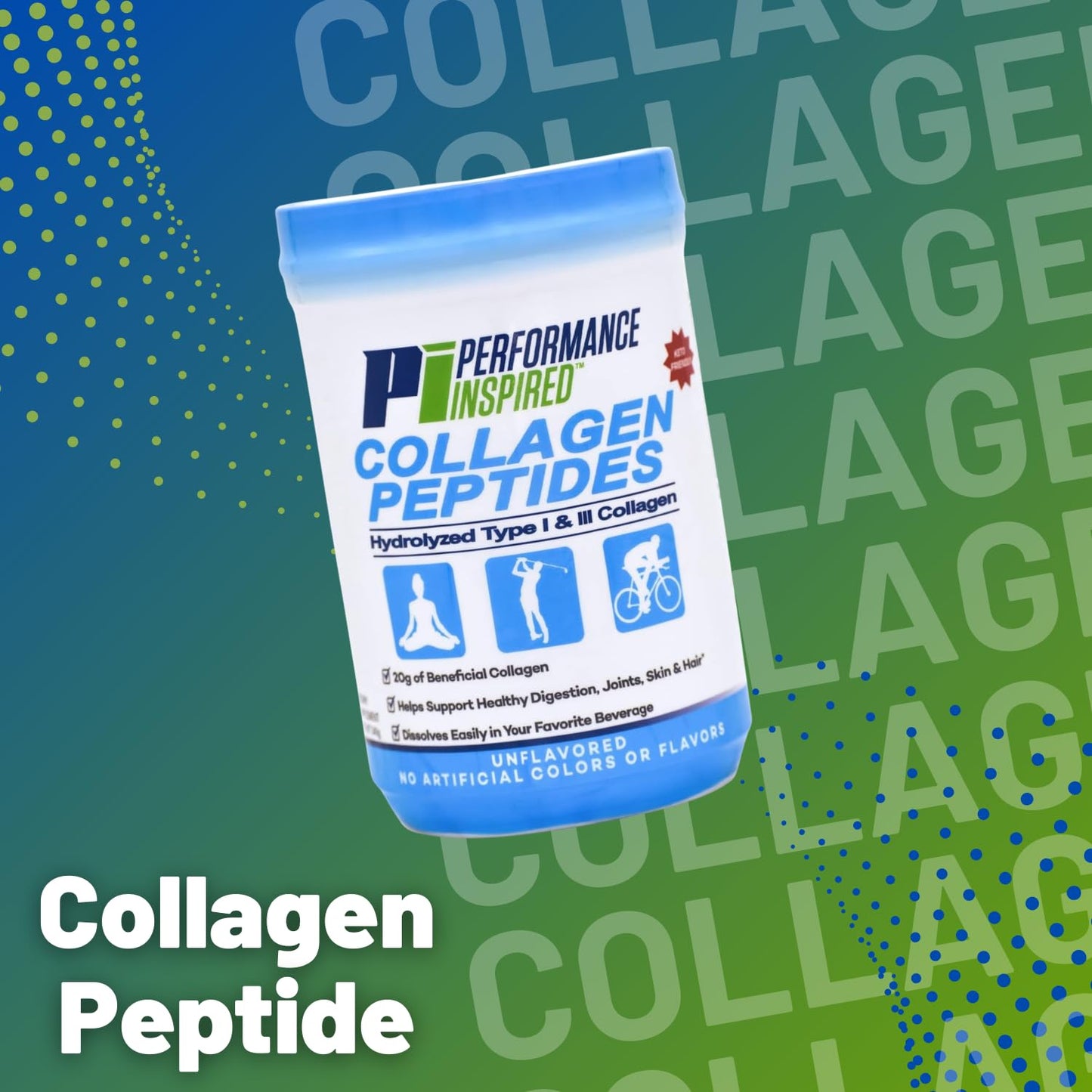 PERFORMANCE INSPIRED Collagen Peptides Powder Unflavored 18G Protein, 11.99 Ounce (Pack of 1)