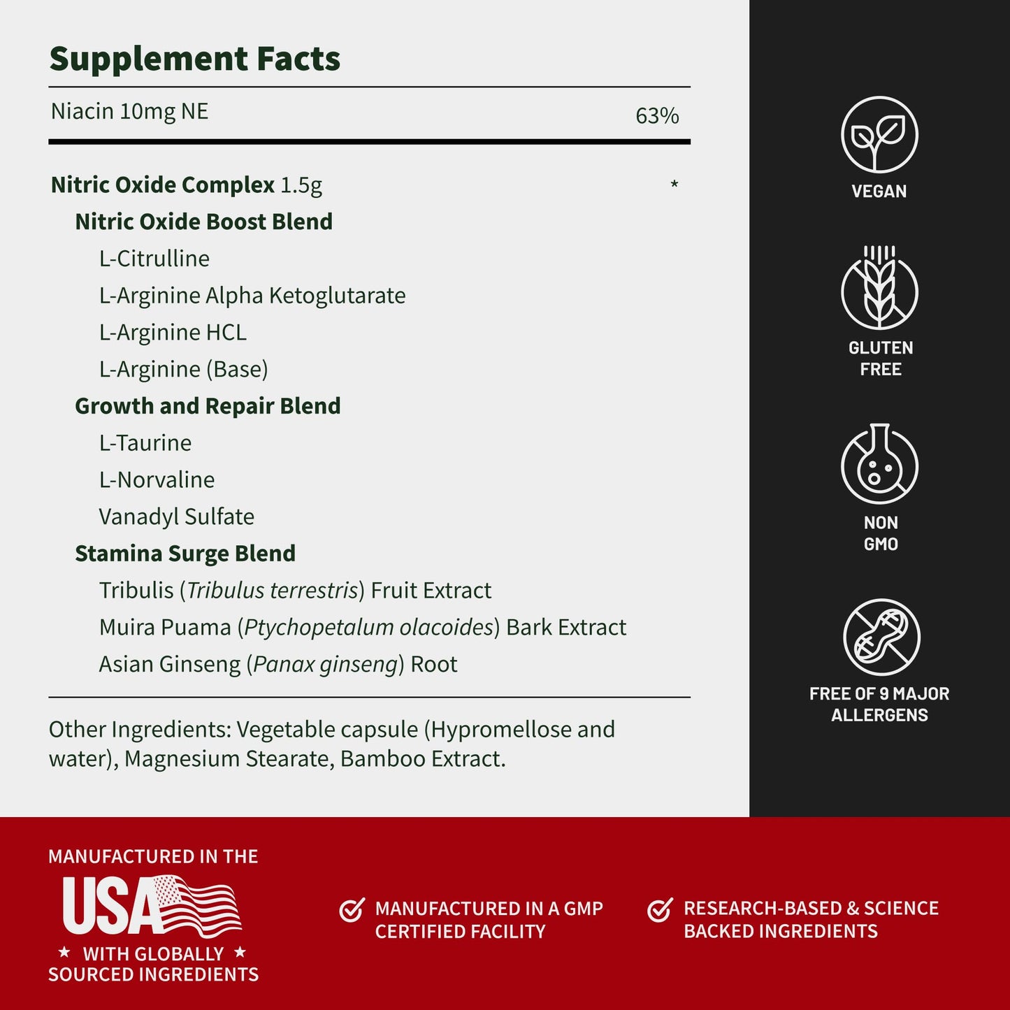 Snap Supplements Nitric Oxide Booster Capsules, 180 Count